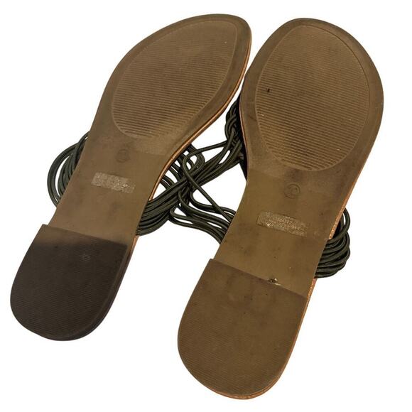 Cato Size 10 Beach Knot Braid Thong Flip Flop Sandal Olive Green Summer Vacation - Picture 4 of 6